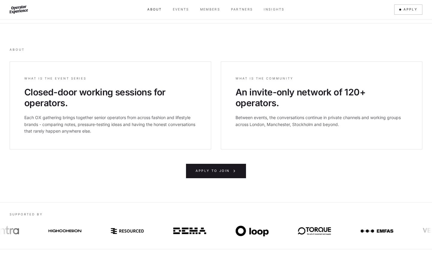 Operator Experience typographic about section