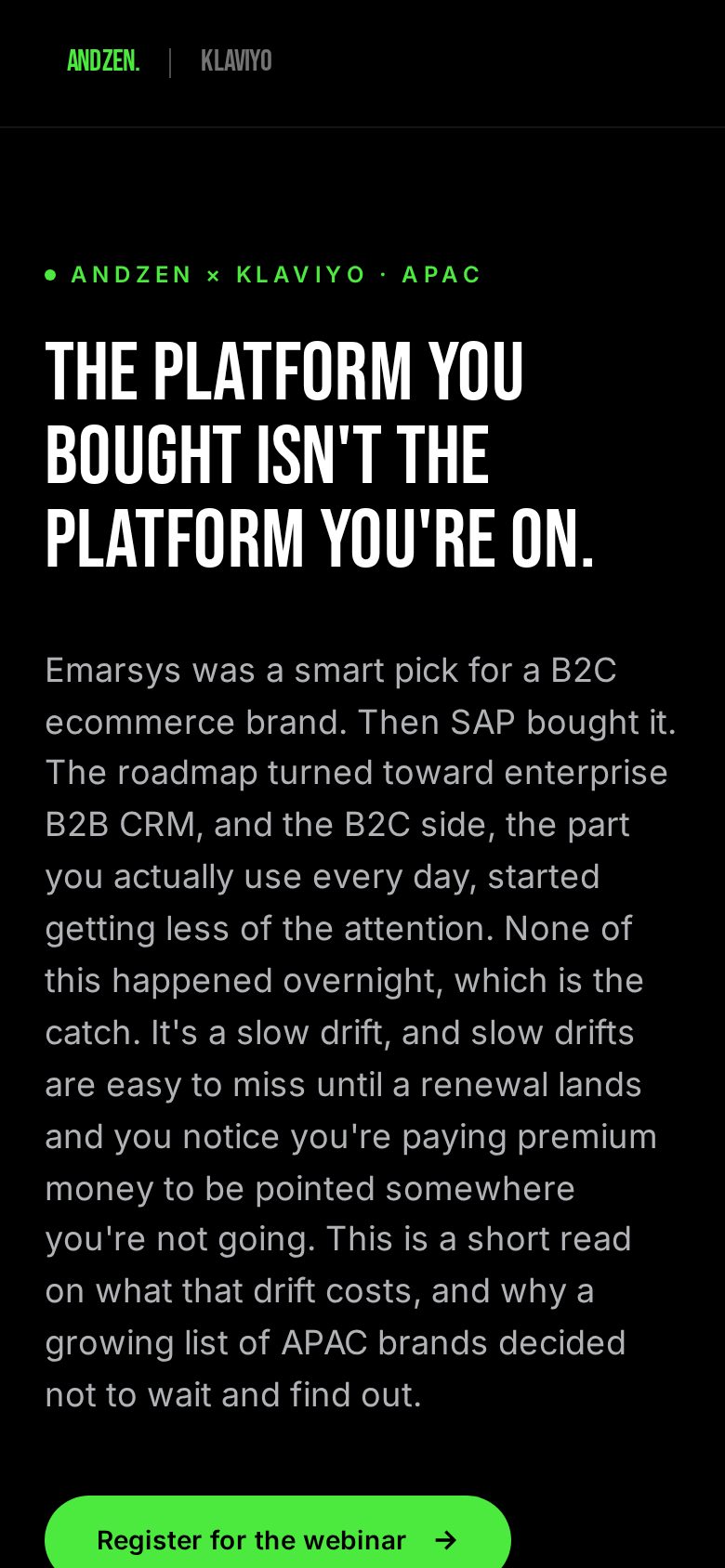 Andzen migration site on mobile