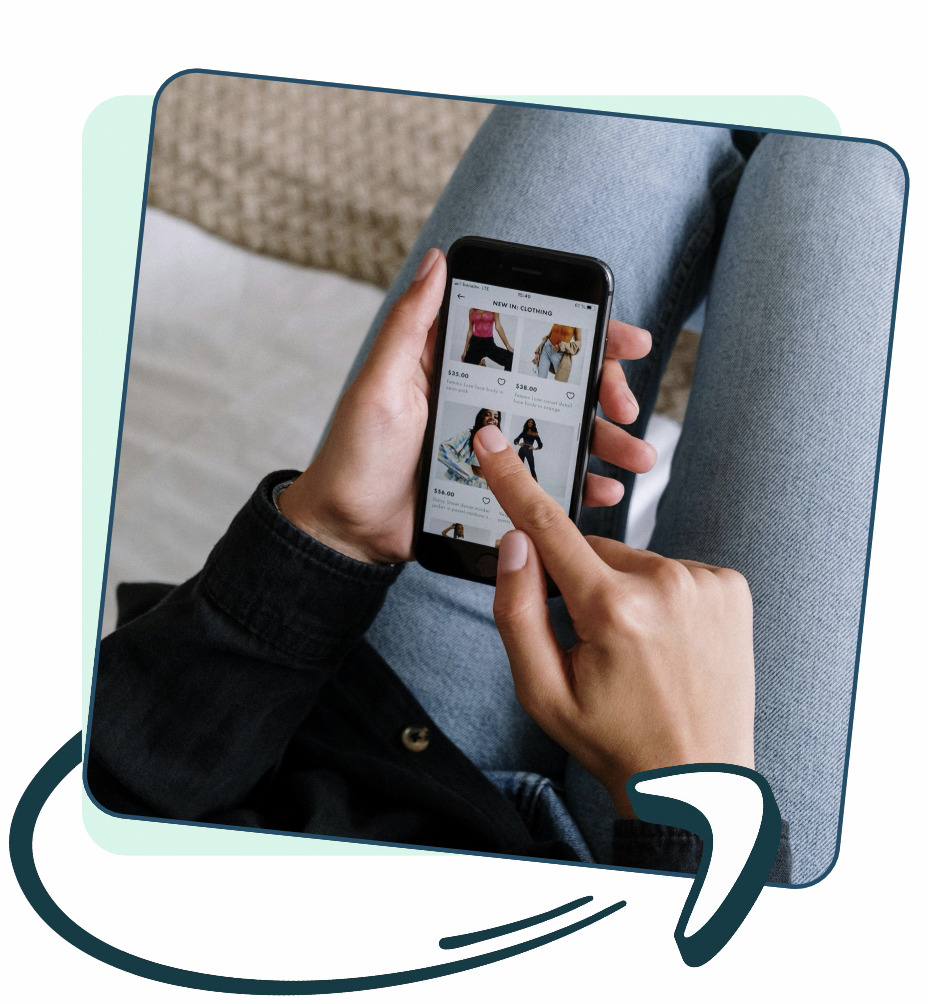 Shopper browsing fashion app on mobile