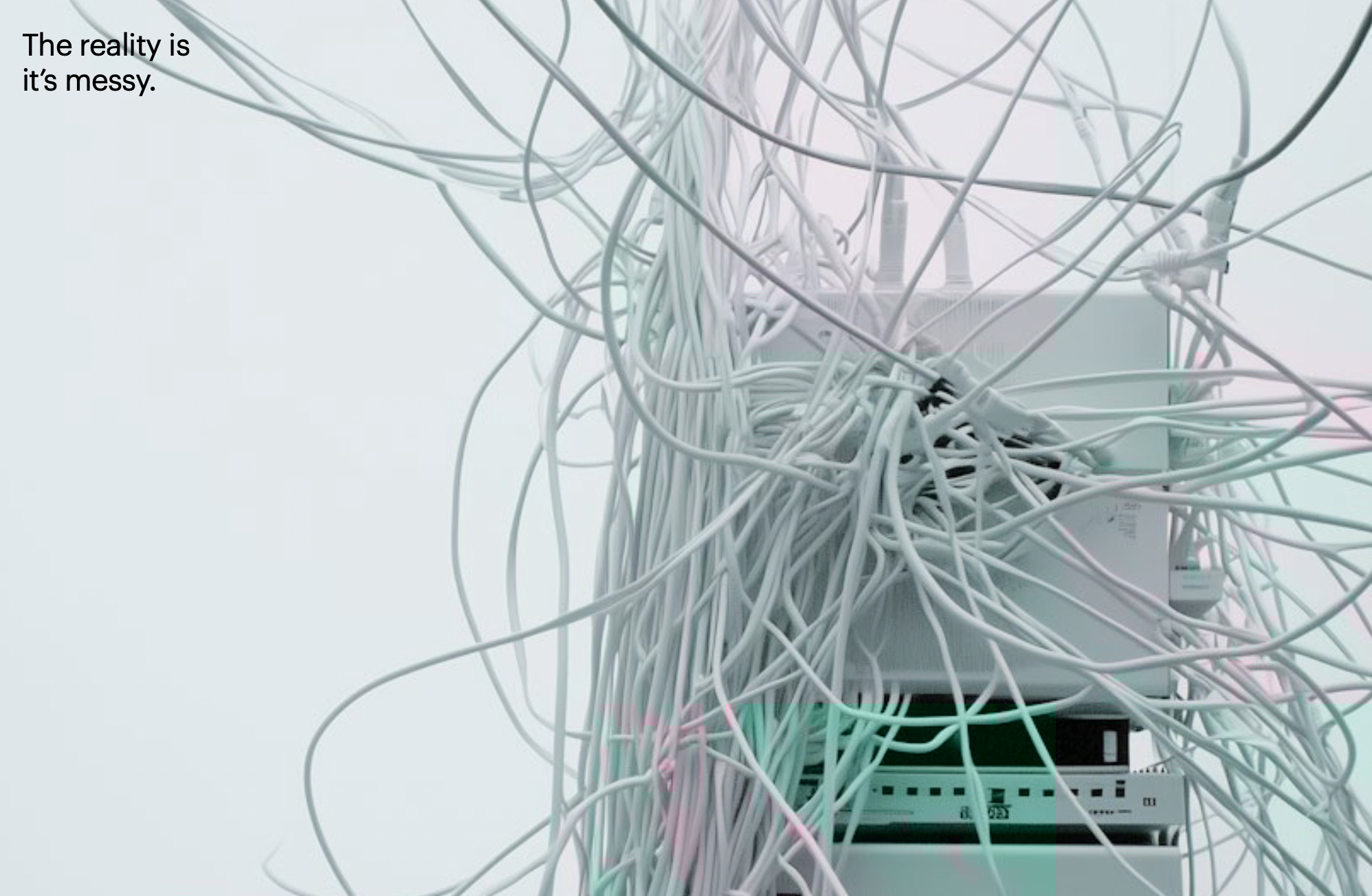 Tangled server cables — the reality is it's messy
