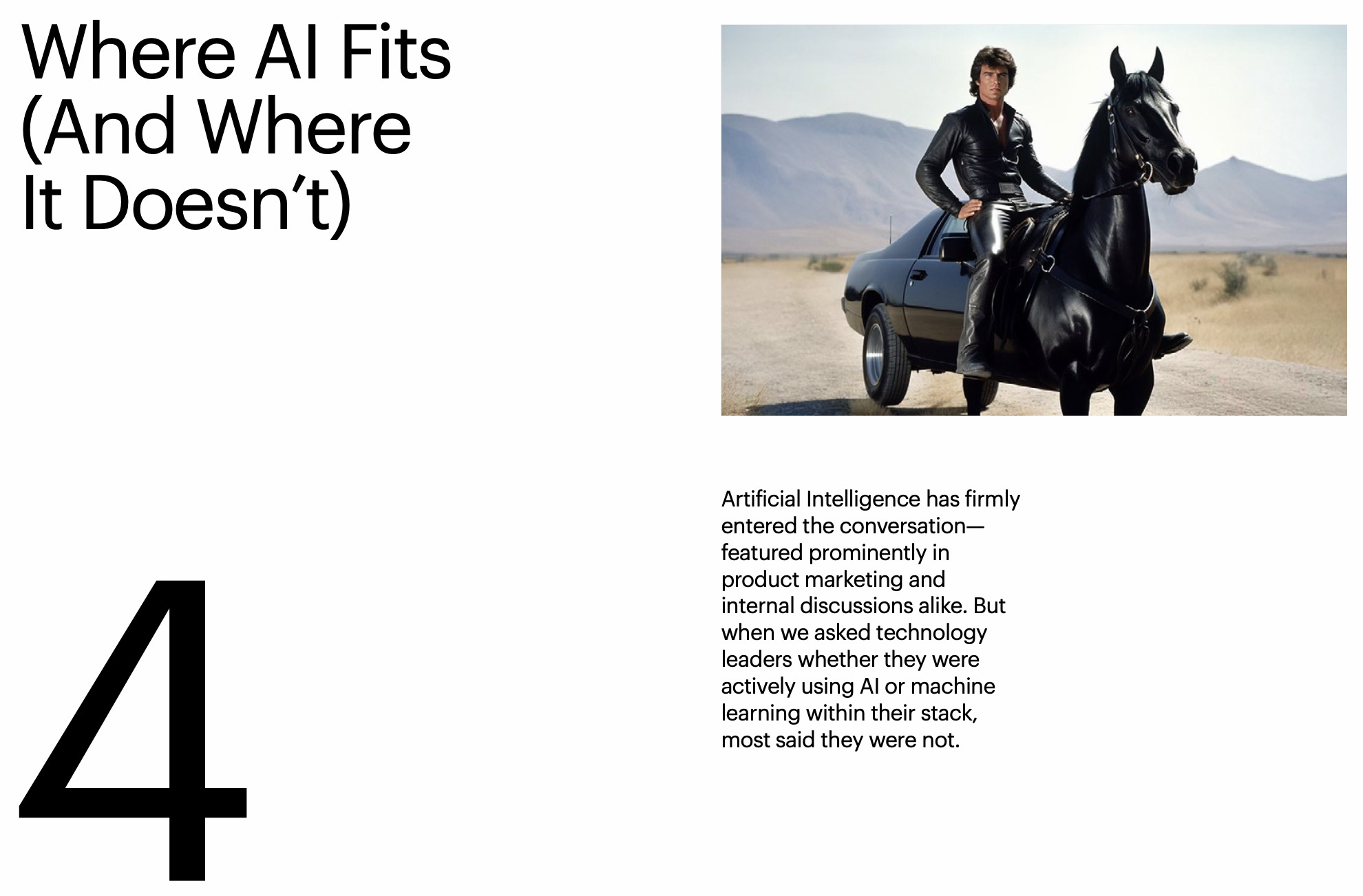 Section opener: Where AI fits (and where it doesn't)