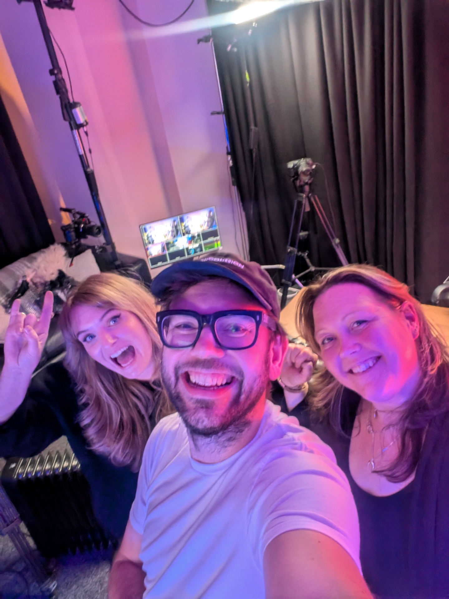 Open Tabs team selfie on set